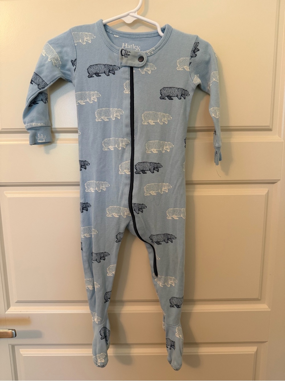 Hatley Light Blue Bear Print Footed One-Piece Pajamas
